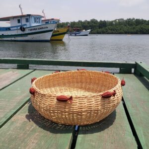Fruteira Ambé Peixinhos - Natural + VM - 40 x 13 cm