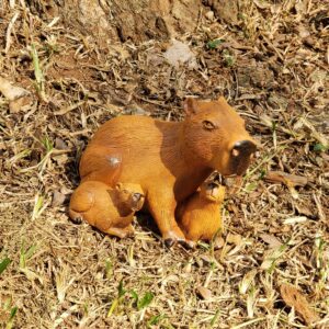Capivara com Filhotes - Marrom - 13 x 12 x 13 cm