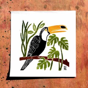 Xilogravura Edna Q03 - Tucano - 38 x 38 cm