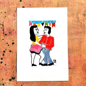 Xilogravura Edna Silva M01 - Forró - Cor - 48 x 33 cm