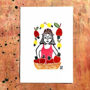 Xilogravura Edna Silva M07 - Vendedora de Cajú - 48 x 33 cm