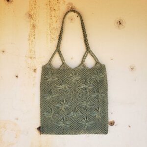 Bolsa Buriti Macramê - Verde Cinza - 33 x 58 cm