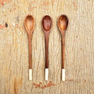 Trio de Colherinhas - Madeira + Osso - 16 cm