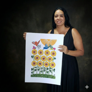 Xilogravura Edna G01 - Plantio de Girassol - 66 x 48 cm