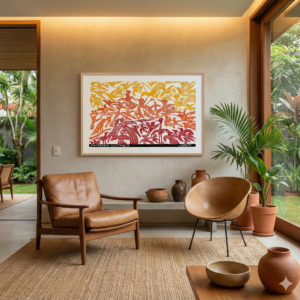 Xilogravura J. Borges - Passarada Sertaneja VM/LR/AM - 96 x 66 cm