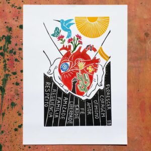 Xilogravura Edna G02 - Coração Sertanejo - 66 x 48 cm