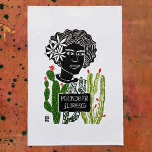 Xilogravura Edna Silva M20 - Floresça - 48 x 33 cm