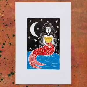 Xilogravura Edna Silva M19 - Iara Mãe d'Água - 48 x 33 cm