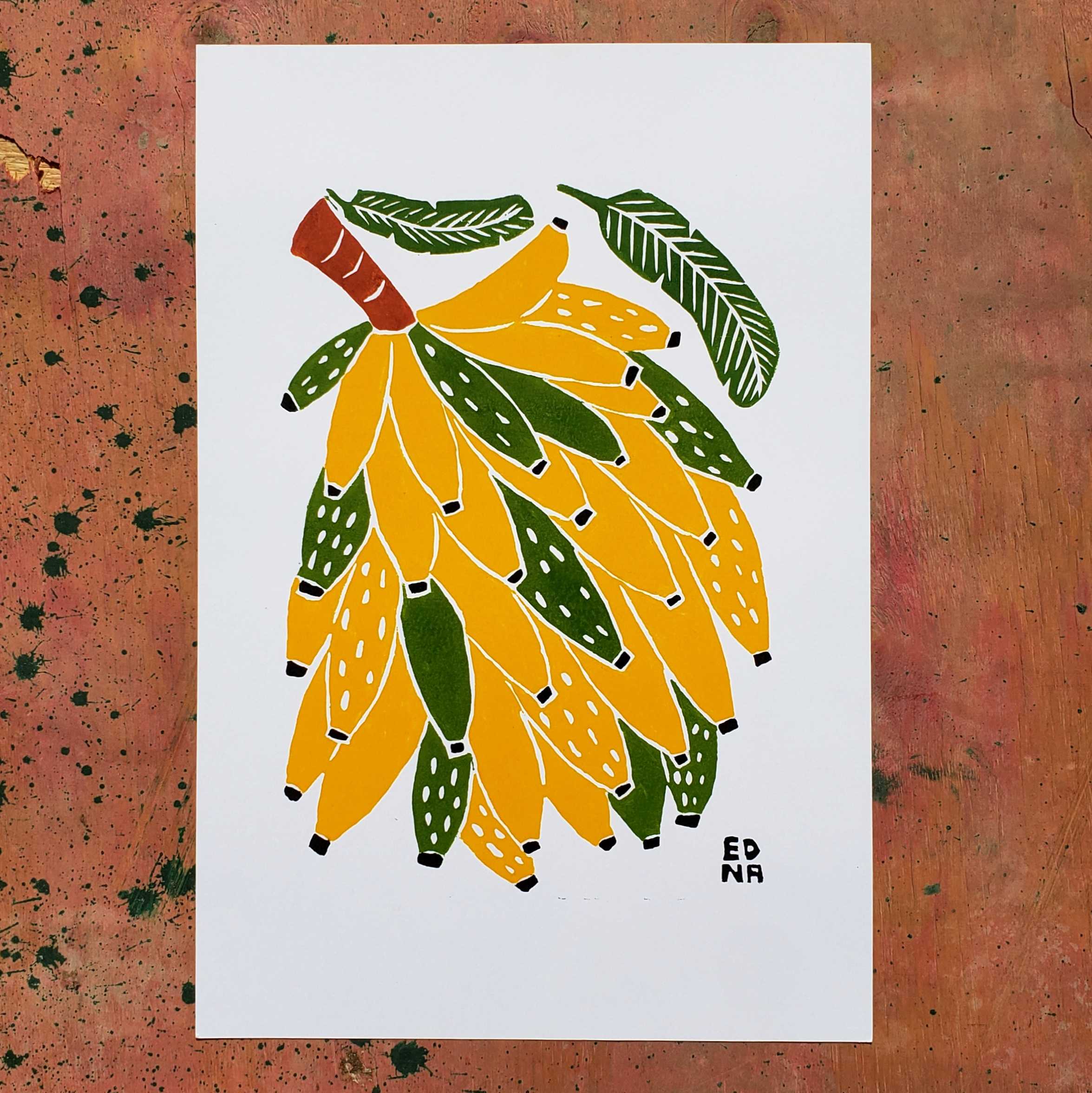 Xilogravura Edna Silva M16 - Bananas - 48 x 33 cm