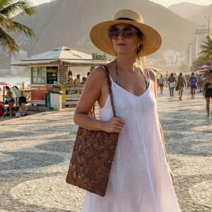 Bolsa Buriti Macramê - Marrom - 33 x 58 cm