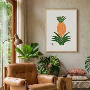 Xilogravura Edna Silva M18 - Abacaxi - 48 x 33 cm