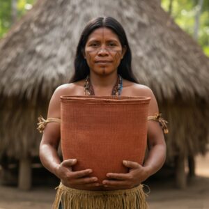 Cesto Wii Urucum Yanomami G - 42 a 45 cm ø