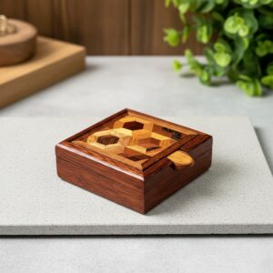 Caixa Pino Marchetada - 10 x 10 x 5 cm