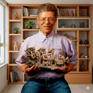 Os Retirantes - Mestre Luiz Antônio - 27 x 9 x 14 cm