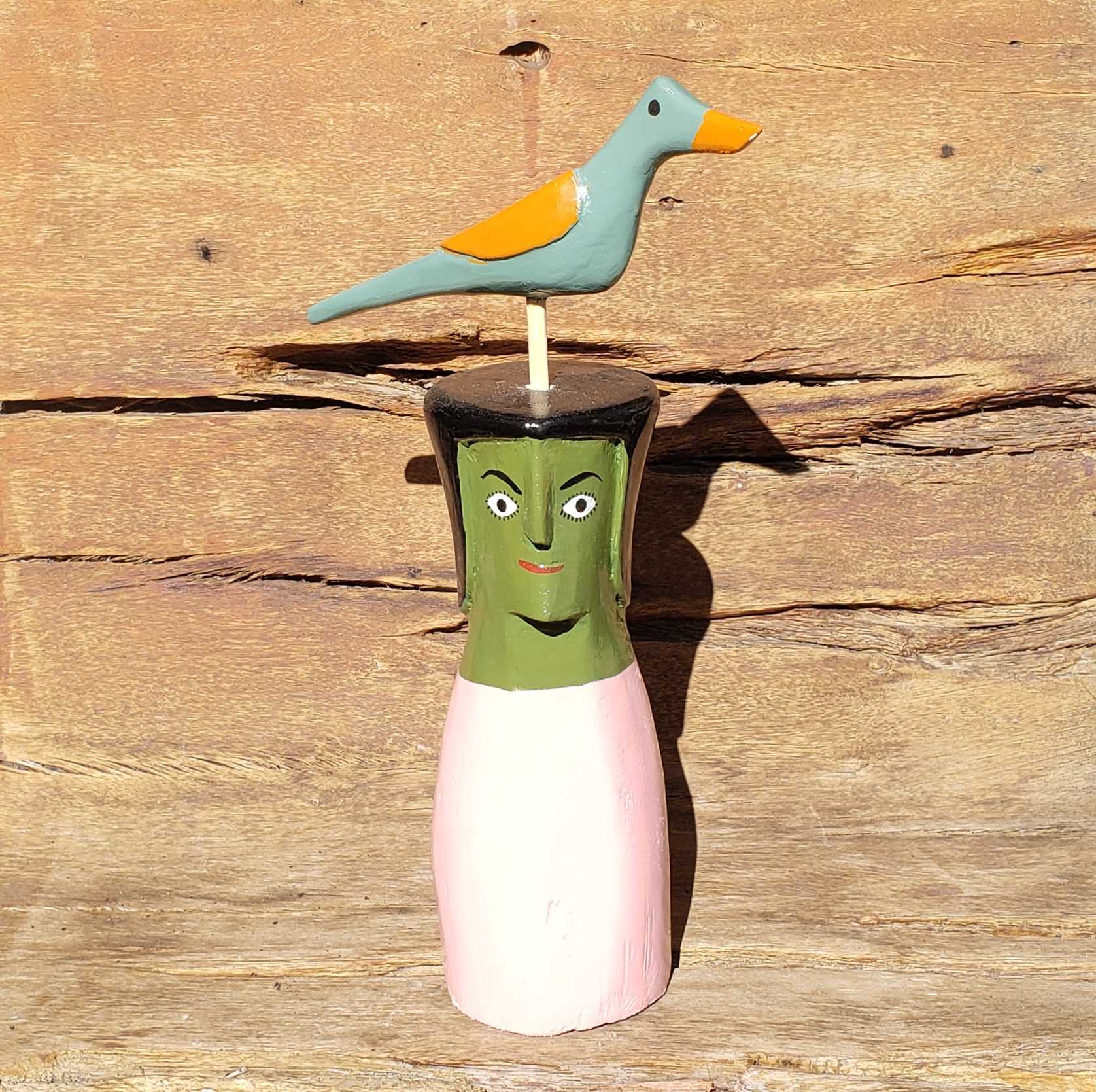 Cabeça com Pássaro M01 - Cicinho I.D.F. - 10 x 26 cm