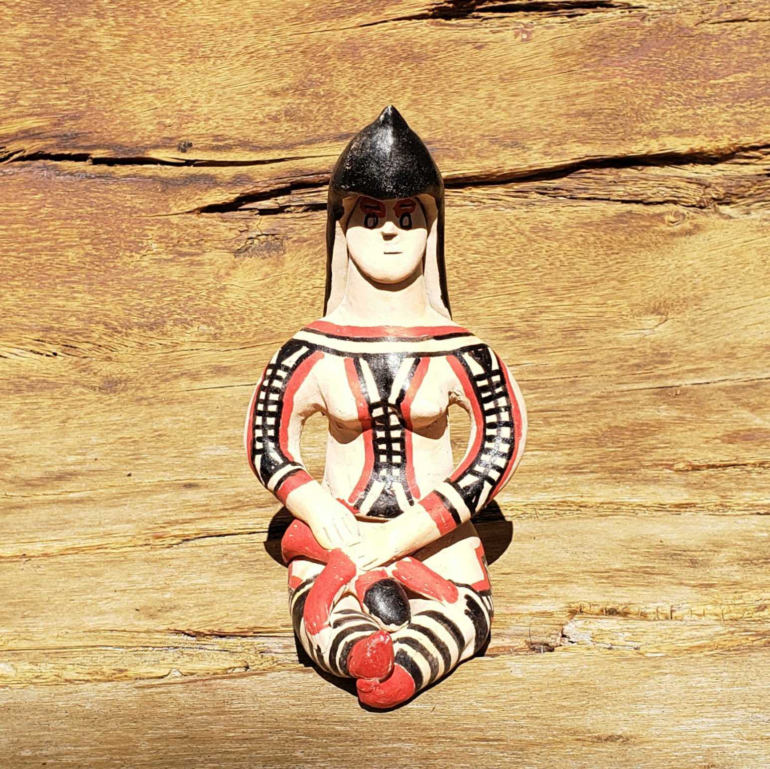 Boneca Karajá com Filho - MG5 - 10 x 11 x 18 cm