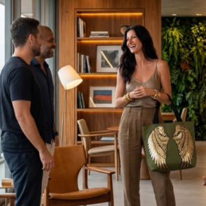 Bolsa Anjo - Verde + Dourado - 37 x 46 / 63 cm